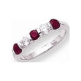 thumbnail image 1 of Solid 14k White Gold 3mm Simulated Ruby AA Diamond Anniversary Wedding Band - Size 5, 1 of 2