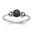 thumbnail image 1 of Solid 14k White Gold 4.5mm Black Freshwater Cultured Pearl Diamond Ring Band Size 7.5 (.02 cttw.), 1 of 3