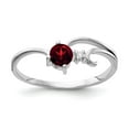thumbnail image 1 of Solid 14k White Gold 4mm Garnet January Red Gemstone Diamond Engagement Ring Size 5 (.01 cttw.), 1 of 2