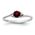 thumbnail image 1 of Solid 14k White Gold 4mm Garnet January Red Gemstone Diamond Engagement Ring Size 7.5 (.016 cttw.), 1 of 2