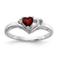 thumbnail image 1 of Solid 14k White Gold 4mm Heart Garnet January Red Gemstone Diamond Engagement Ring Size 7.5 (.012 cttw.), 1 of 6