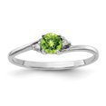thumbnail image 1 of Solid 14k White Gold 4mm Peridot Green August Gemstone Diamond Engagement Ring Size 7 (.016 cttw.), 1 of 2
