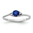 thumbnail image 1 of Solid 14k White Gold 4mm Sapphire Blue September Gemstone Diamond Engagement Ring Size 7 (.016 cttw.), 1 of 3