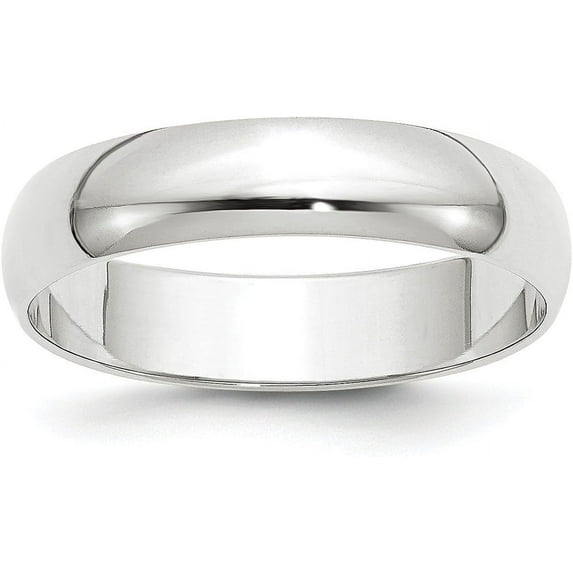 Solid 14k White Gold 5.2mm Lightweight Half Round Wedding Band Size 12 - Ring Size 12.0