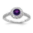 thumbnail image 1 of Solid 14k White Gold 5mm Amethyst Purple February Gemstone Diamond Engagement Ring Size 7 (.36 cttw.), 1 of 4