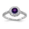 thumbnail image 1 of Solid 14k White Gold 5mm Amethyst Purple February Gemstone Diamond Engagement Ring Size 8 (.36 cttw.), 1 of 4