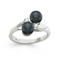 thumbnail image 1 of Solid 14k White Gold 5mm Black Freshwater Cultured Pearl Diamond Ring Band Size 7.5 (.05 cttw.), 1 of 3