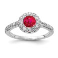 thumbnail image 1 of Solid 14k White Gold 5mm Ruby VS Diamond Engagement Ring Size 7.5 (.36 cttw.), 1 of 2