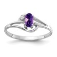 thumbnail image 1 of Solid 14k White Gold 5x3mm Oval Amethyst Purple February Gemstone VS Diamond Engagement Ring Size 6.5 (.012 cttw.), 1 of 2