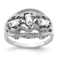 thumbnail image 1 of Solid 14k White Gold 5x3mm Oval Cubic Zirconia CZ Anniversary Ring Band Size 7.5, 1 of 3