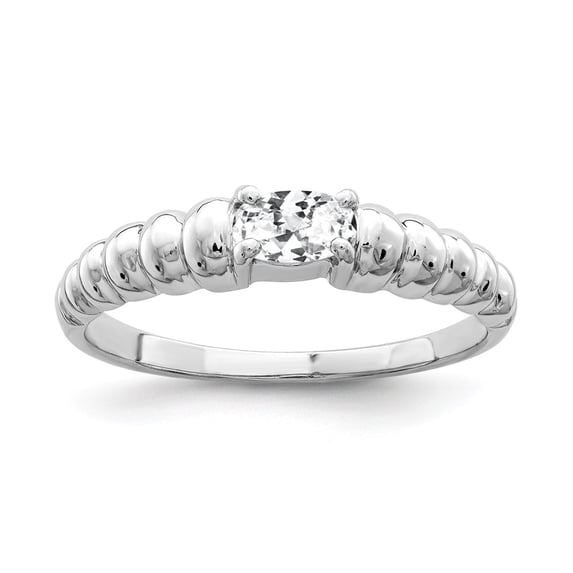 Solid 14k White Gold 5x3mm Oval Cubic Zirconia CZ Anniversary Ring Band Size 7