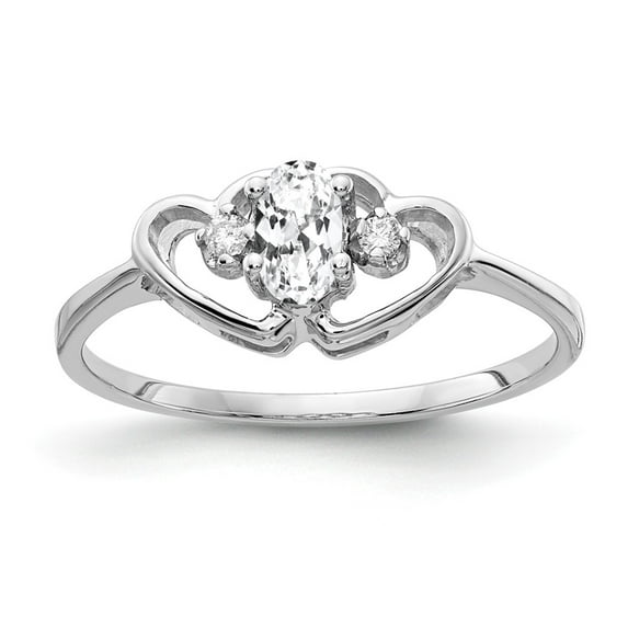 Solid 14k White Gold 5x3mm Oval Cubic Zirconia CZ Diamond Anniversary Ring Band Size 6