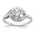 thumbnail image 1 of Solid 14k White Gold 5x3mm Oval Cubic Zirconia CZ VS Diamond Anniversary Ring Band Size 9, 1 of 2