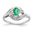 thumbnail image 1 of Solid 14k White Gold 5x3mm Oval Emerald Green May Gemstone Diamond Engagement Ring Size 5 (.032 cttw.), 1 of 2