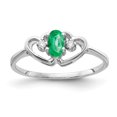 thumbnail image 1 of Solid 14k White Gold 5x3mm Oval Emerald Green May Gemstone VS Diamond Engagement Ring Size 8.5 (.03 cttw.), 1 of 2