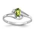 thumbnail image 1 of Solid 14k White Gold 5x3mm Oval Peridot Green August Gemstone Diamond Engagement Ring Size 8.5 (.012 cttw.), 1 of 2