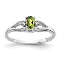 thumbnail image 1 of Solid 14k White Gold 5x3mm Oval Peridot Green August Gemstone VS Diamond Engagement Ring Size 8 (.02 cttw.), 1 of 3