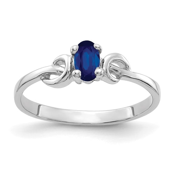 Solid 14k White Gold 5x3mm Oval Sapphire Blue September Gemstone Engagement Ring Size 7