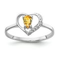 thumbnail image 1 of Solid 14k White Gold 5x3mm Pear Citrine Yellow November Gemstone Diamond Engagement Ring Size 6, 1 of 2