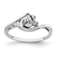 thumbnail image 1 of Solid 14k White Gold 5x3mm Pear Cubic Zirconia CZ Diamond Anniversary Ring Band Size 5.5, 1 of 3