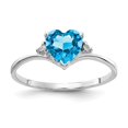 thumbnail image 1 of Solid 14k White Gold 6mm Heart Blue Topaz Diamond Engagement Ring Size 5 (.03 cttw.), 1 of 2