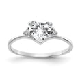 thumbnail image 1 of Solid 14k White Gold 6mm Heart Cubic Zirconia CZ VS Diamond Anniversary Ring Band Size 9, 1 of 2