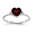 thumbnail image 1 of Solid 14k White Gold 6mm Heart Garnet January Red Gemstone Diamond Engagement Ring Size 5.5 (.03 cttw.), 1 of 3