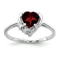 thumbnail image 1 of Solid 14k White Gold 6mm Heart Garnet January Red Gemstone Diamond Engagement Ring Size 6 (.03 cttw.), 1 of 2