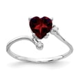 thumbnail image 1 of Solid 14k White Gold 6mm Heart Garnet January Red Gemstone VS Diamond Engagement Ring Size 7.5 (.016 cttw.), 1 of 2