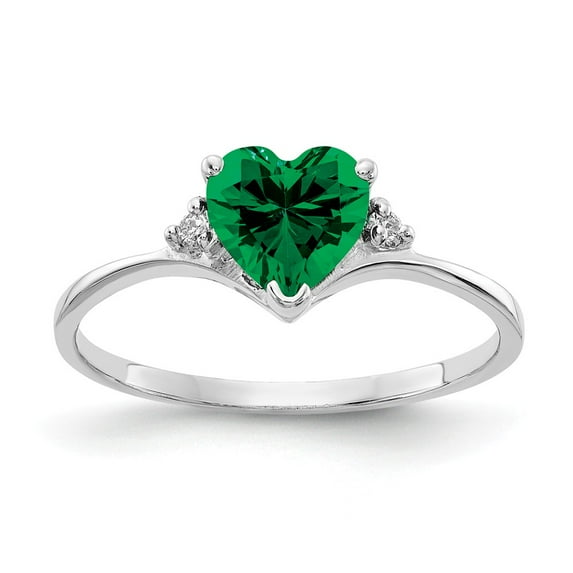 Solid 14k White Gold 6mm Heart Mount Catholic Patron Saint Helens Diamond Ring Band Size 9 (.03 cttw.)