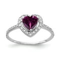 thumbnail image 1 of Solid 14k White Gold 6mm Heart Rhodolite Garnet January Red Gemstone Diamond Engagement Ring Size 9 (.136 cttw.), 1 of 2