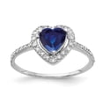 thumbnail image 1 of Solid 14k White Gold 6mm Heart Sapphire Blue September Gemstone Diamond Engagement Ring Size 9 (.136 cttw.), 1 of 2