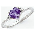 thumbnail image 1 of Solid 14k White Gold 6mm Heart Tanvorite Diamond Ring Band Size 5.5 (.03 cttw.), 1 of 2
