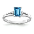 thumbnail image 1 of Solid 14k White Gold 6x4mm Emerald Cut Blue Topaz Diamond Engagement Ring Size 6 (.024 cttw.), 1 of 2