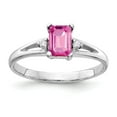 thumbnail image 1 of Solid 14k White Gold 6x4mm Emerald Cut Pink Sapphire Diamond Engagement Ring Size 8 (.024 cttw.), 1 of 2