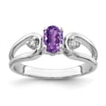 thumbnail image 1 of Solid 14k White Gold 6x4mm Oval Amethyst Purple February Gemstone Diamond Engagement Ring Size 7.5 (.034 cttw.), 1 of 3