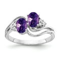 thumbnail image 1 of Solid 14k White Gold 6x4mm Oval Amethyst Purple February Gemstone VS Diamond Engagement Ring Size 7.5 (.048 cttw.), 1 of 2