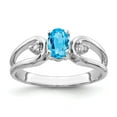 thumbnail image 1 of Solid 14k White Gold 6x4mm Oval Blue Topaz Checker VS Diamond Engagement Ring Size 8 (.034 cttw.), 1 of 3