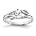 thumbnail image 1 of Solid 14k White Gold 6x4mm Oval Cubic Zirconia CZ Anniversary Ring Band Size 6.5, 1 of 2