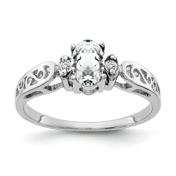 Solid 14k White Gold 6x4mm Oval Cubic Zirconia CZ Diamond Anniversary Ring Band Size 5