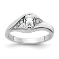 thumbnail image 1 of Solid 14k White Gold 6x4mm Oval Cubic Zirconia CZ Diamond Anniversary Ring Band Size 7, 1 of 3