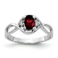 thumbnail image 1 of Solid 14k White Gold 6x4mm Oval Garnet January Red Gemstone Diamond Engagement Ring Size 7 (.024 cttw.), 1 of 3