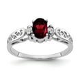 thumbnail image 1 of Solid 14k White Gold 6x4mm Oval Garnet January Red Gemstone Diamond Engagement Ring Size 7 (.034 cttw.), 1 of 3