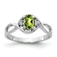 thumbnail image 1 of Solid 14k White Gold 6x4mm Oval Peridot Green August Gemstone Diamond Engagement Ring Size 5 (.024 cttw.), 1 of 3