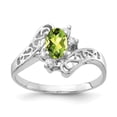 thumbnail image 1 of Solid 14k White Gold 6x4mm Oval Peridot Green August Gemstone Diamond Engagement Ring Size 9 (.06 cttw.), 1 of 2