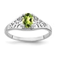 thumbnail image 1 of Solid 14k White Gold 6x4mm Oval Peridot Green August Gemstone Engagement Ring Size 7, 1 of 3