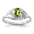 thumbnail image 1 of Solid 14k White Gold 6x4mm Oval Peridot Green August Gemstone VS Diamond Engagement Ring Size 5.5 (.014 cttw.), 1 of 5
