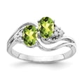 thumbnail image 1 of Solid 14k White Gold 6x4mm Oval Peridot Green August Gemstone VS Diamond Engagement Ring Size 9 (.048 cttw.), 1 of 2