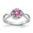 thumbnail image 1 of Solid 14k White Gold 6x4mm Oval Pink Sapphire Diamond Engagement Ring Size 5 (.024 cttw.), 1 of 3