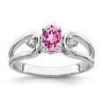 thumbnail image 1 of Solid 14k White Gold 6x4mm Oval Pink Sapphire Diamond Engagement Ring Size 7.5 (.034 cttw.), 1 of 3